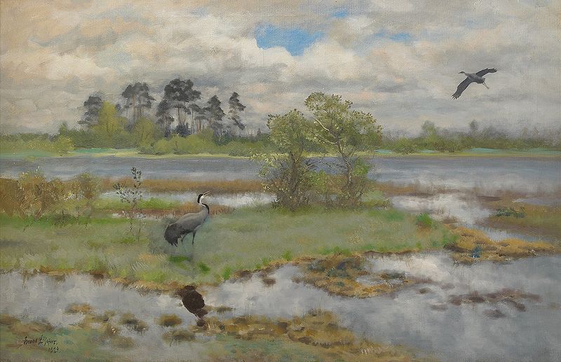 Landscape With Cranes at the Water